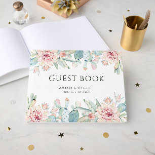 Livre D'or Mariage au Cactus Aquarelle   Floral Désertique Bo