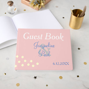 Livre D'or Mariage au Coeur à Points Bleus Rose