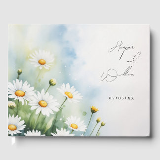 Livre D'or mariage aux marguerites aquarelle