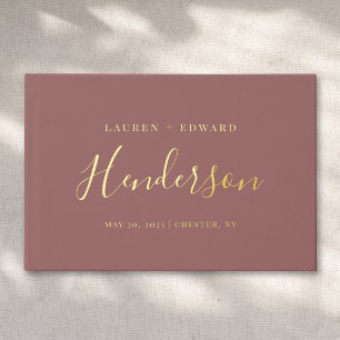 Livre D'or Mariage avec nom de famille moderne rose poussiére