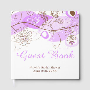 Livre D'or Mariage avec une Torsion Florale Violette