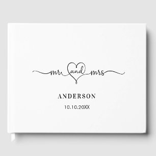 Livre D'or Mariage blanc m mme heart script moderne