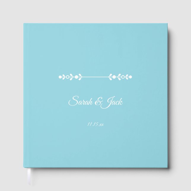 Livre D'or Mariage bleu clair et blanc moderne (Recto)