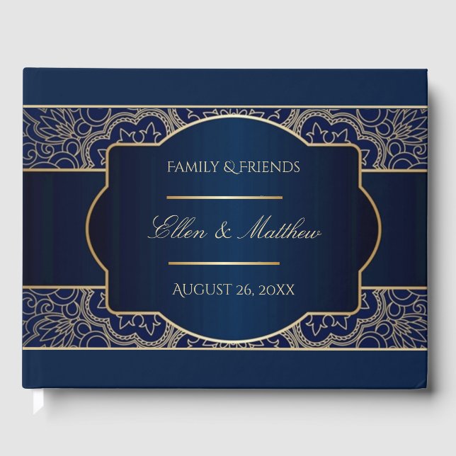 Livre d'or Mariage bleu de luxe (Recto)