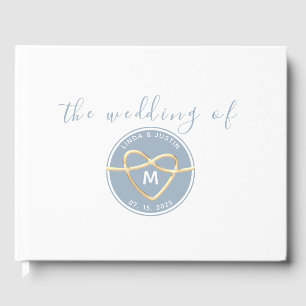 Livre D'or Mariage Bleu et Or Monogramme
