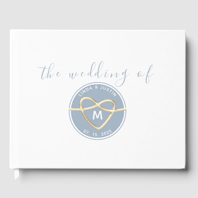 Livre D'or Mariage Bleu et Or Monogramme (Recto)