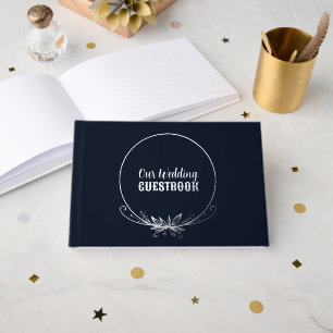 Livre D'or Mariage bleu marine et huile d'argent