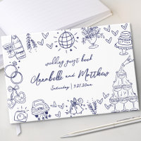 Mariage Bleu Nuit Fantaisiste Dessiné à la Main