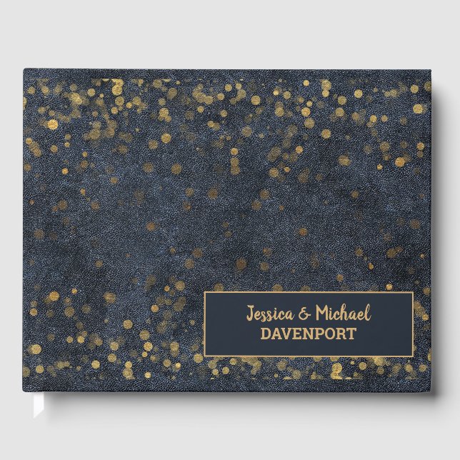 Livre D'or Mariage Bleu Nuit Or Bokeh (Recto)