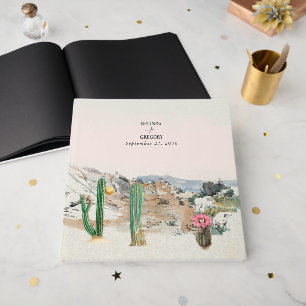 Livre D'or Mariage bohème au cactus du désert à l'aquarelle