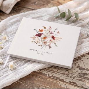 Livre D'or Mariage Bohème aux Fleurs Sauvages d'Automne Vinta