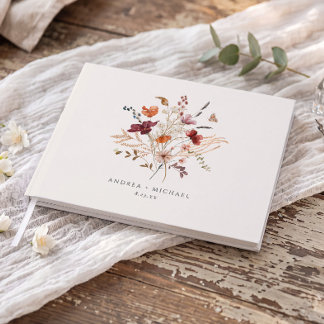 Livre D'or Mariage Bohème aux Fleurs Sauvages d'Automne Vinta