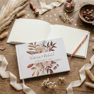 Livre D'or Mariage Bohème Fleurs Terracotta Rouille Feuillage