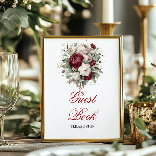 Livre d'or Mariage Bohème Rouge Bordeaux Signé Fêt
