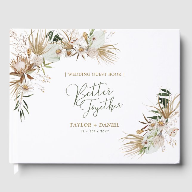 Livre D'or Mariage Boho Bohème Vert & Or (Recto)