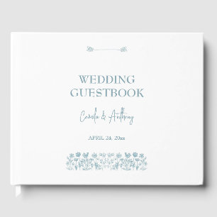 Livre D'or Mariage Boho Fleur sauvage bleu