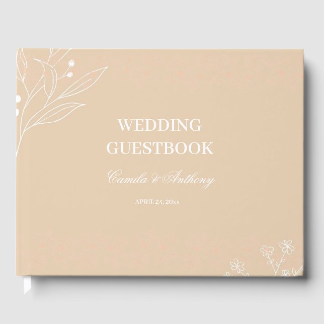 Livre D'or Mariage Boho Floral Blanc Beige Corner (Recto)