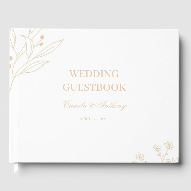 Livre D'or Mariage Boho Floral Corner beige (Recto)