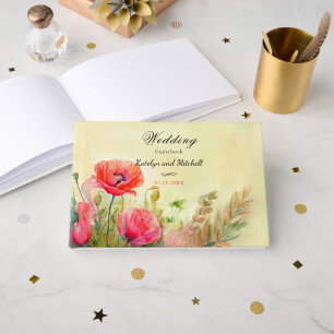 Livre D'or Mariage Boho Watercolor Poppies
