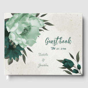 Livre D'or mariage botanique des fleurs vert émeraude