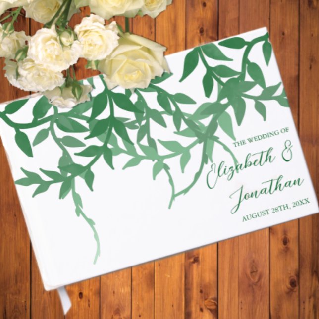 Livre D'or Mariage Botanique Feuilles Rustique (Créateur téléchargé)