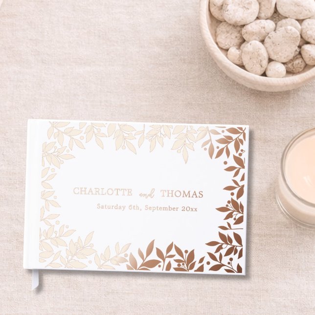 Livre D'or Mariage botanique or rose blanc  (Créateur téléchargé)