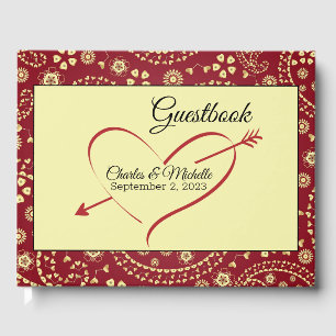 Livre d'or mariage Bourgogne, Beige, Paisley