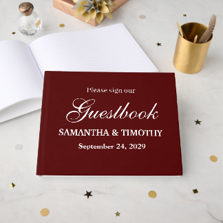 Livre D'or Mariage Bourguignon Bohème Simple Moderne Minimali
