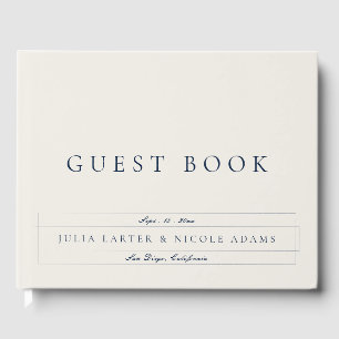 Livre D'or Mariage Calligraphié Classique Bleu Nuit et Ivoire