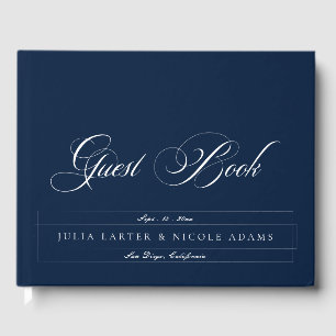 Livre D'or Mariage Calligraphié Classique Bleu Nuit et Ivoire