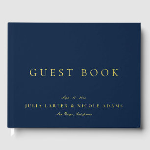 Livre D'or Mariage Calligraphié Classique Bleu Nuit Or