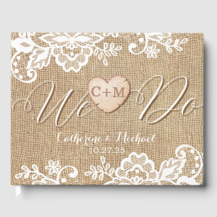 Livre D'or Mariage campagnard Rustique Burlap Et Dentelle