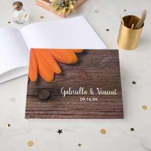 Livre D'or Mariage campagnard rustique en bois d'orange
