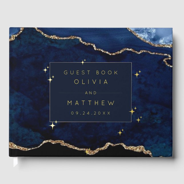 Livre D'or Mariage céleste Navy Moody  (Recto)