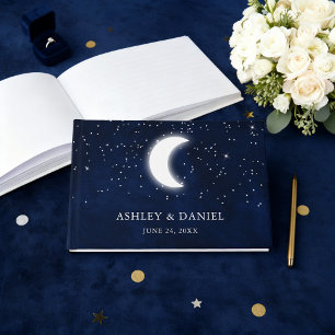 Livre D'or Mariage Celestin Bleu étoile de nuit Lune Mariage