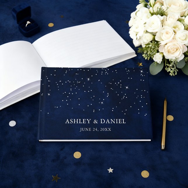 Livre D'or Mariage Celestin Blue Night Stars Mariage (Customize to change text size or text style.)