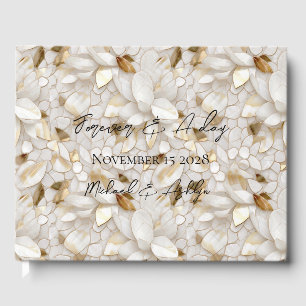 Livre D'or Mariage Chic Gold Glam White Lotus Flowers