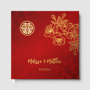 Livre D'or Mariage chinois rouge or floral