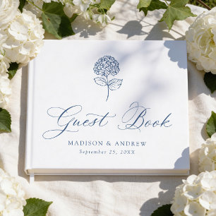 Livre D'or Mariage Classique au Hortensia Bleu Navy