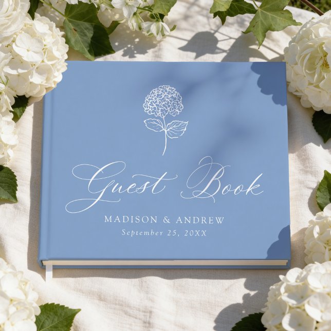 Livre D'or Mariage Classique avec Hydrangeas Bleues (Créateur téléchargé)