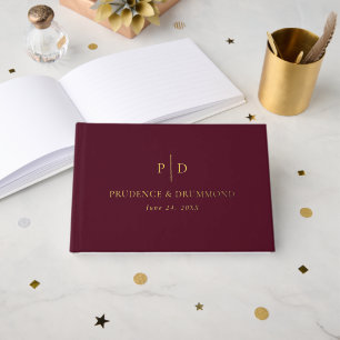 Livre D'or Mariage Classique Élégant Bourgogne Profond