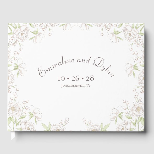 Livre D'or Mariage Classique Rose Blanche (Recto)