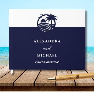 Livre D'or Mariage côtier Chic Marine Blanc Tropical Palm Tre