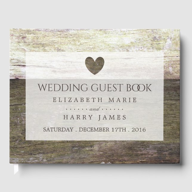 Livre D'or Mariage Country Wood Heart (Recto)