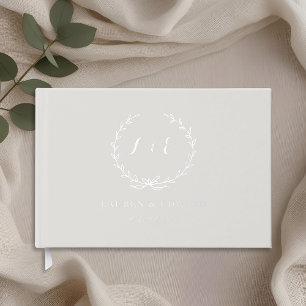 Livre D'or Mariage Couronne Elégant Classique Beige et Argent
