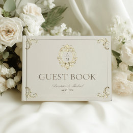 Livre D'or Mariage Crème Or Baroque Vintage