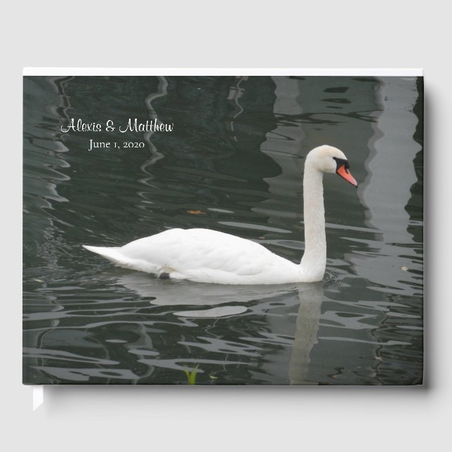 Livre D'or Mariage cygne blanc avec nom (Recto)