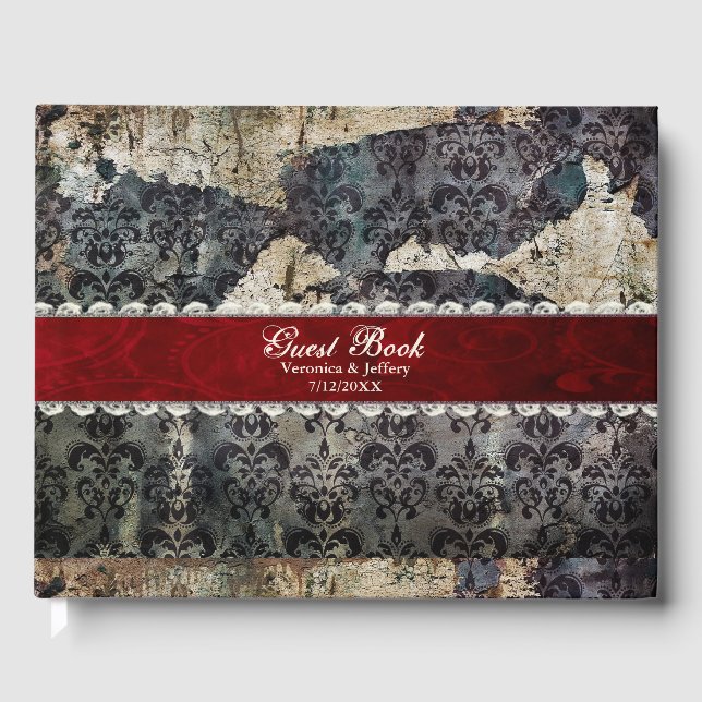 Livre D'or Mariage damassé gothique désespéré (Recto)