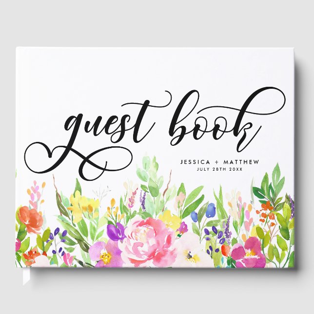 Livre D'or Mariage d'aquarelle brillante et capricieuse (Recto)