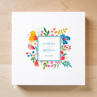 Livre D'or Mariage d'aquarelle coloré Fleur sauvage Floral